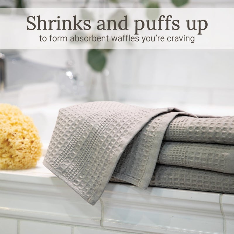 GILDEN TREE Waffle Hand Towels for Bathroom Quick Dry Towel Super Absorbent Thin 100% Cotton Lint Free, Hand Towels for Bathroom Set of 2, Classic Style (Pewter) - Image 3